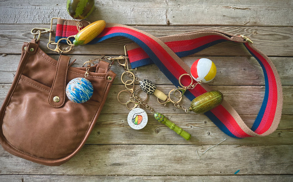 WOOD PURSE CHARMS/ KEYCHAINS